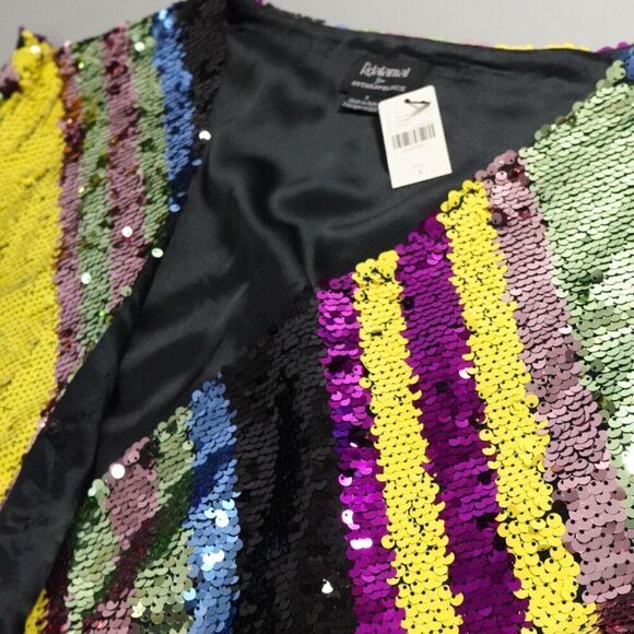 Rdalamal x Anthropologie Sequin Top Women XS Multicolor Crop Surplice Statement - Picture 5 of 16
